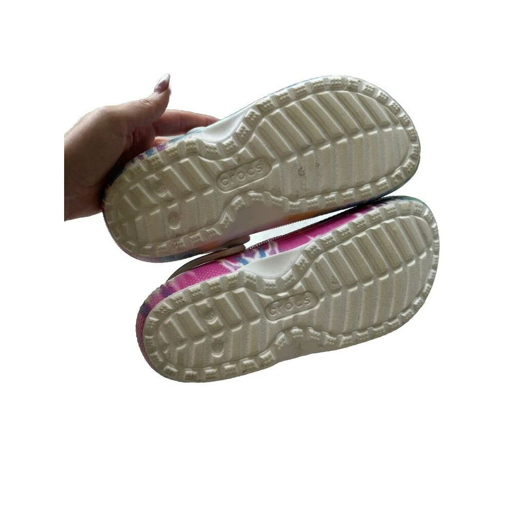 Crocs Classic Lined Tie Dye Powder Blue/Multi Roomy Fit Unisex Size W9 M7 - Picture 3 of 6